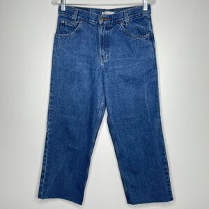 Arizona Jean Co VTG Relaxed Fit Husky Mom Cropped Ankle Raw Hem‎ Denim Jeans